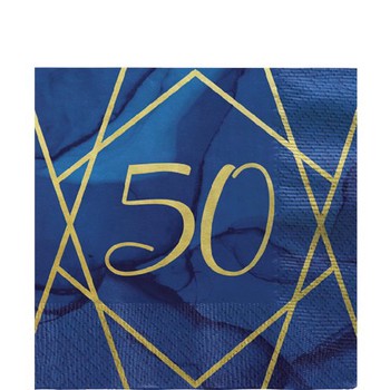 Napkin Paper Navy Blue & Gold 16 Pk