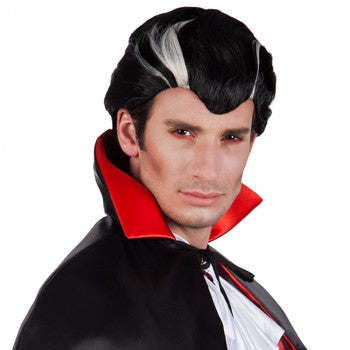 Black Vampire Wig with White Streaks