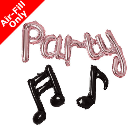 14 inch Rose Gold Party & Musical Note Foil Balloon Pack