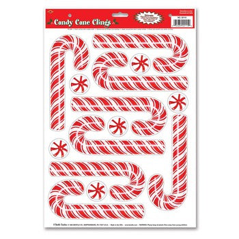 Candy Cane Window Clings - 14 per sheet