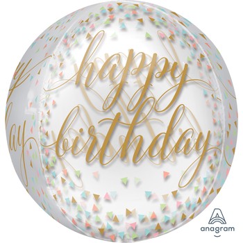 Balloon Orbz Happy Birthday - 15in