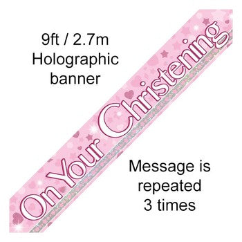 Christening Holographic Foil Banner