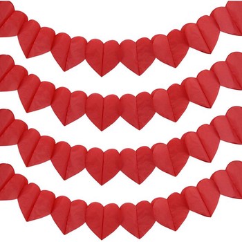 Bunting Paper - Red Hearts - 3m (9.8ft)