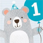 Napkins 1st Birthday Bear 2ply - Pack 16