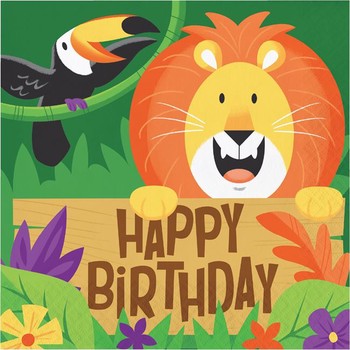 Napkin Jungle Happy Birthday - Pack 16