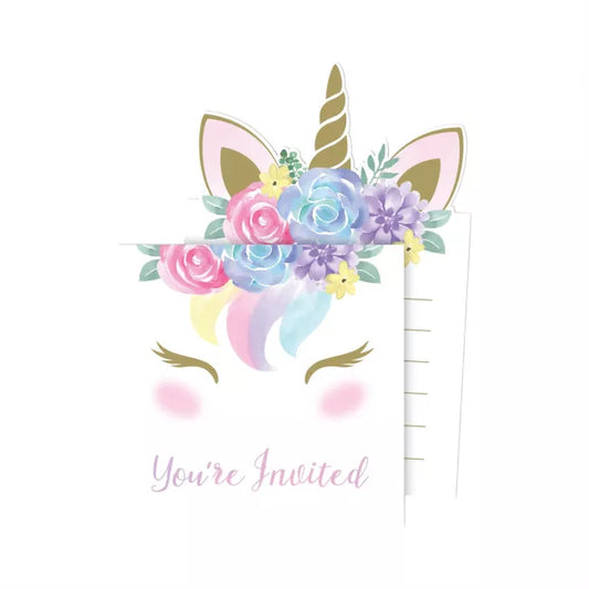 Invite Unicorn Baby Pop Up 8 Pk